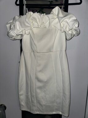 Windsor White Off Shoulder Ruffle Mini Dress